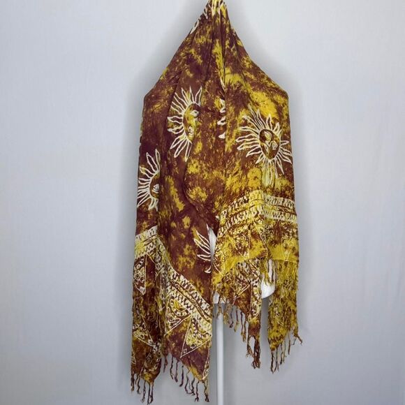 Vintage 90’s Whimsigoth Celestial Sun Clay Wall Hanging and Scarf - Picture 3 of 8